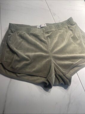 Hollister Olive Green Velour Athletic Shorts